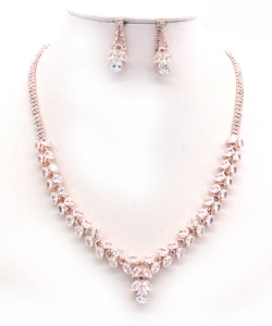 Crystal Rhinestone Jewelry Set for Women NB300627 ROSEGOLD CL